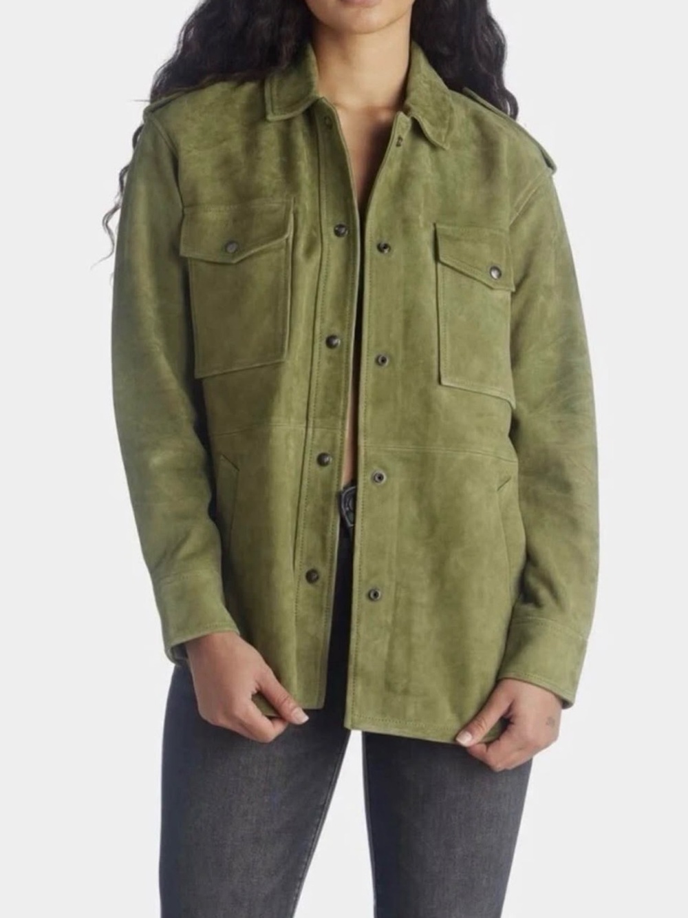 LITA by Ciara LOVER Olive Green Suede Leather Shacket XXL NWT Retail $498